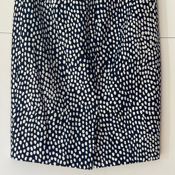 J Crew Women's Navy White Dot High Waisted Straight Pencil Cotton Midi Skirt, 00 - Picture 11 of 12
